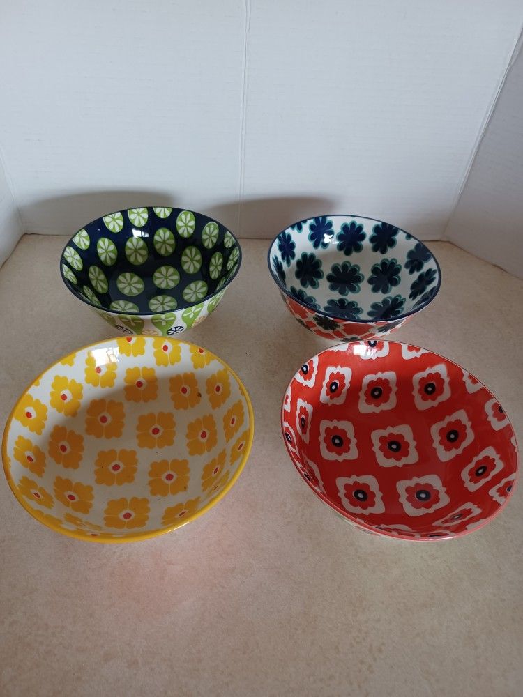 Certified International Set Colorful Ceramic Bowls
