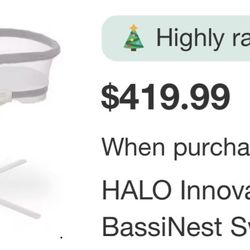 Halo Bedside Bassinet Dove Grey