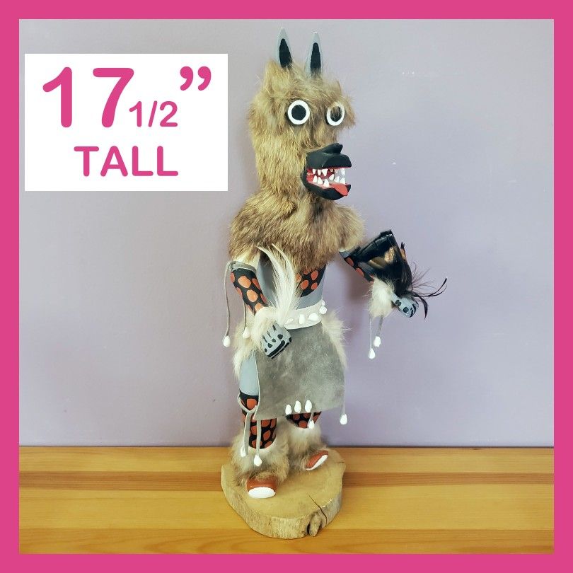 Grey Wolf Kachina Doll 17