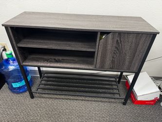 Gray Wood and Metal Stand/Table with Storage