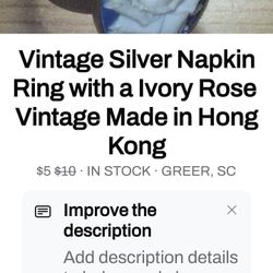 vintage silver napkin ring w an ivory rose