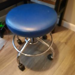 Blue Stool With Adjustable Height