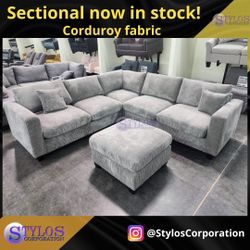 New Sectional (Grey Corduroy)