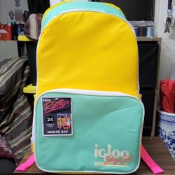 Igloo 90s Retro Backpack Lightweight Adjustable Padded Strap Yellow/Mint/Pink Cooler 