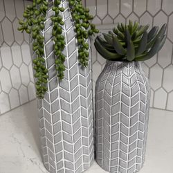 Gray & White Ceramic Vases