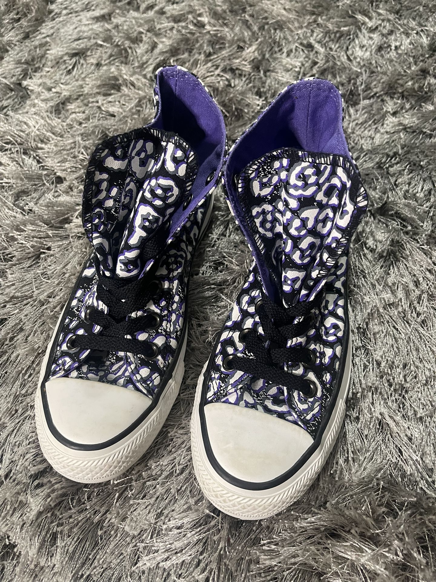 High Top Purple Cheetah Print Converse
