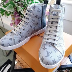 Men's Shoes Mens High Tops Size 10 High Tops Gray & Brown Shoe  Mens Size 10 