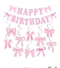 Birthday Theme Decorating Pink Bows