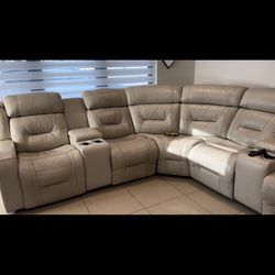 Couch White Leather Recliner