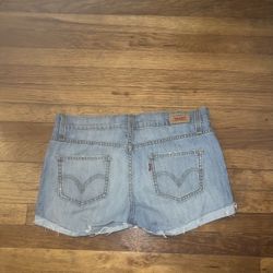 Levi’s Studded Distressed Denim Shorts 