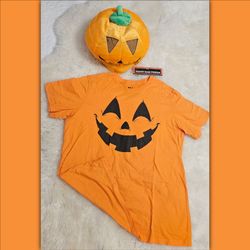 Halloween Pumpkin Velvet Mascot Mask and Jack-o-Lantern T-shirt size 2XL. Halloween costume 🎃✨️🧡