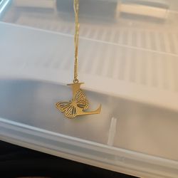 "L" Necklace With Butterfly 