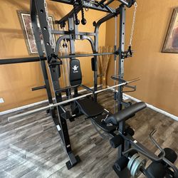 Vesta Fitness Smith Machine 1001 w/Bench Attachment | 230lb Bumpers Olympic Weights | 7ft Olympic Bar | Fitness | Gym Equipment | FREE DELIVERY 🚚 