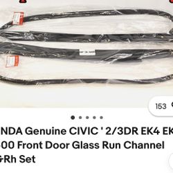 OEM Honda EK 96 To 99 Front Door Glass Run Channel Seals