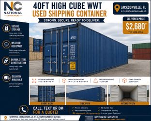 40FT High Cube Wind & Watertight Shipping Container – Jacksonville, FL – Delivered $2,680