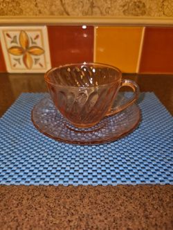 Vintage KIG Indonesia pink teacups with saucer