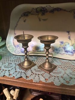Solid brass candle stick holders (pair of 2)