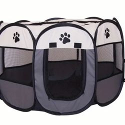 Portable Pet Tent-Foldable Cat Bed And Playpen For Dogs-Provides Comfort And Security For Your Furry Friend GRAY color Size Large (44.88x44.88x22.83”)