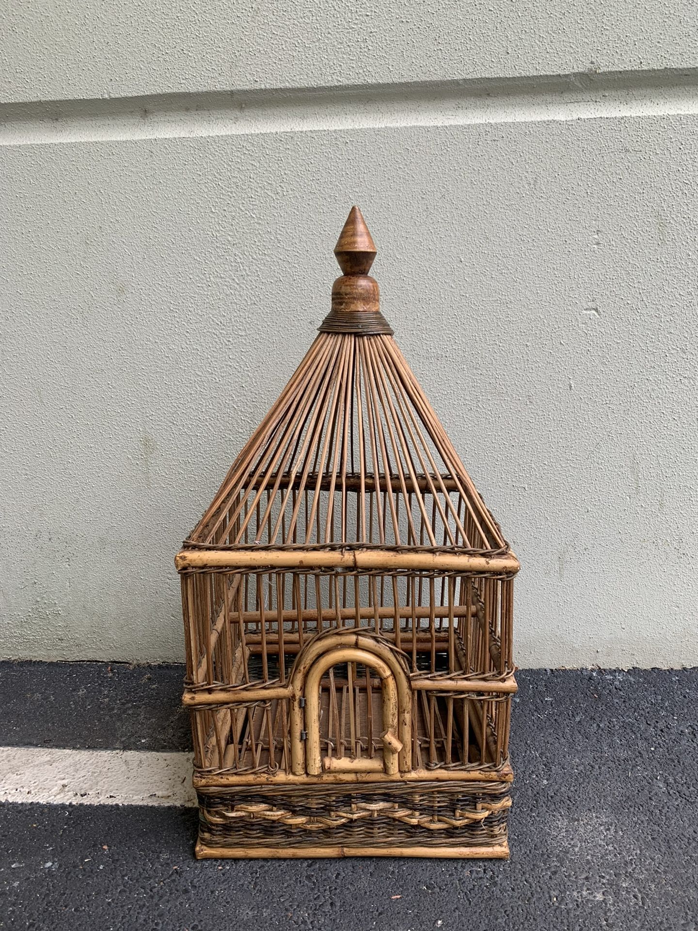 Vintage Britishcolonial Bamboo Birdcage 