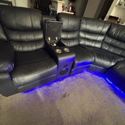 Spacious LED couch With Built In Speakers 