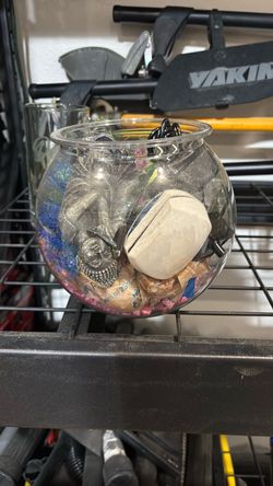 Round Glass Fish Bowl with Misc Items