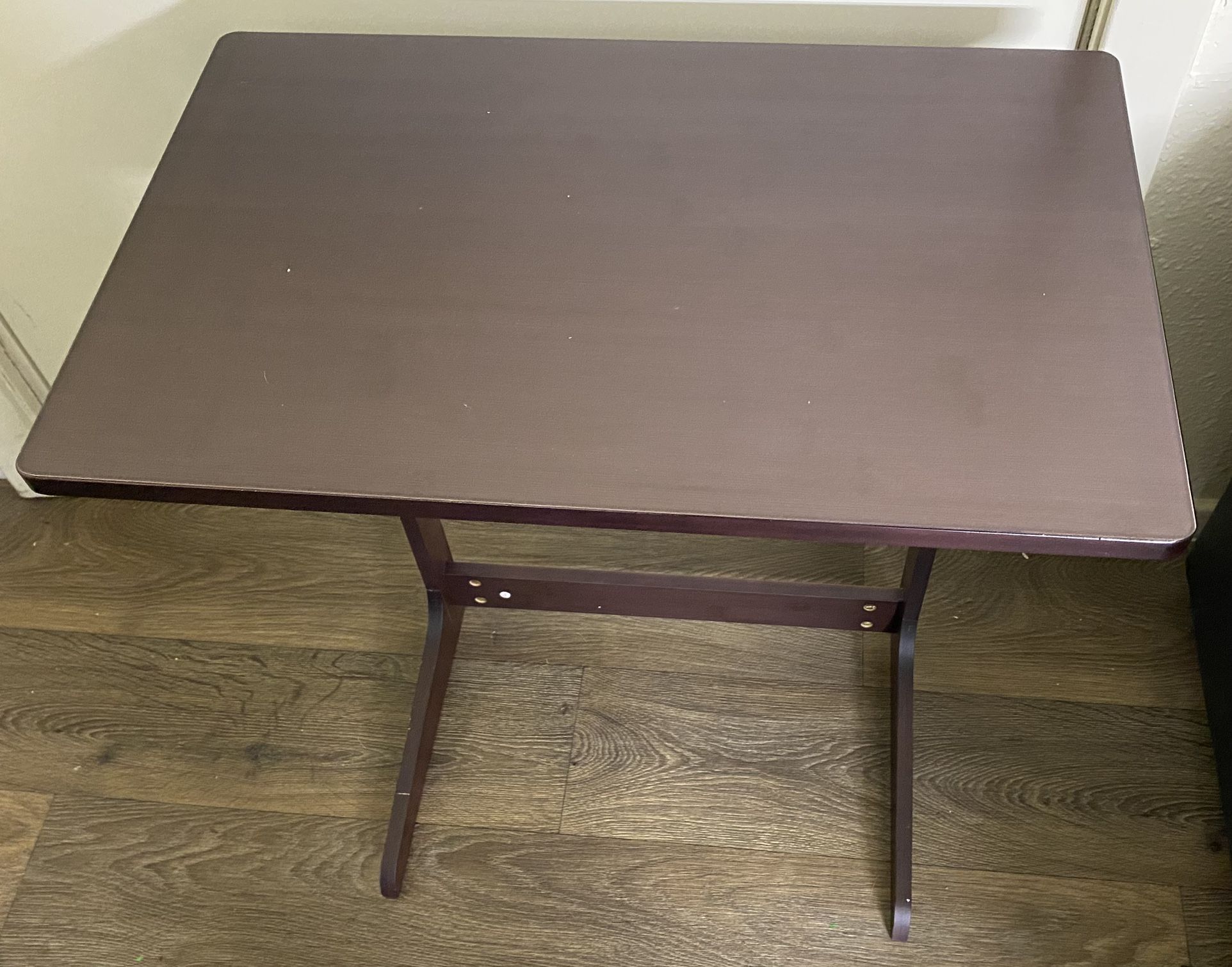 Bamboo Modern Tv Trays Table for Eating, Wood Couch Table End Snack Desk, L Shaped Brown MSRP $55.99