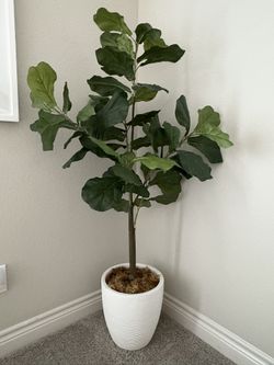 4.7” Fiddle leaf Fig Artificial Tree With White Planter