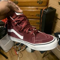Burgundy High Top Vans (size 9)