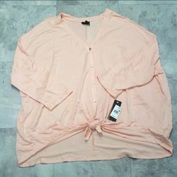 #10344-8 🔥🔥Women's 3/4 Sleeve Knot Front Sweatshirt,baby french,2X.