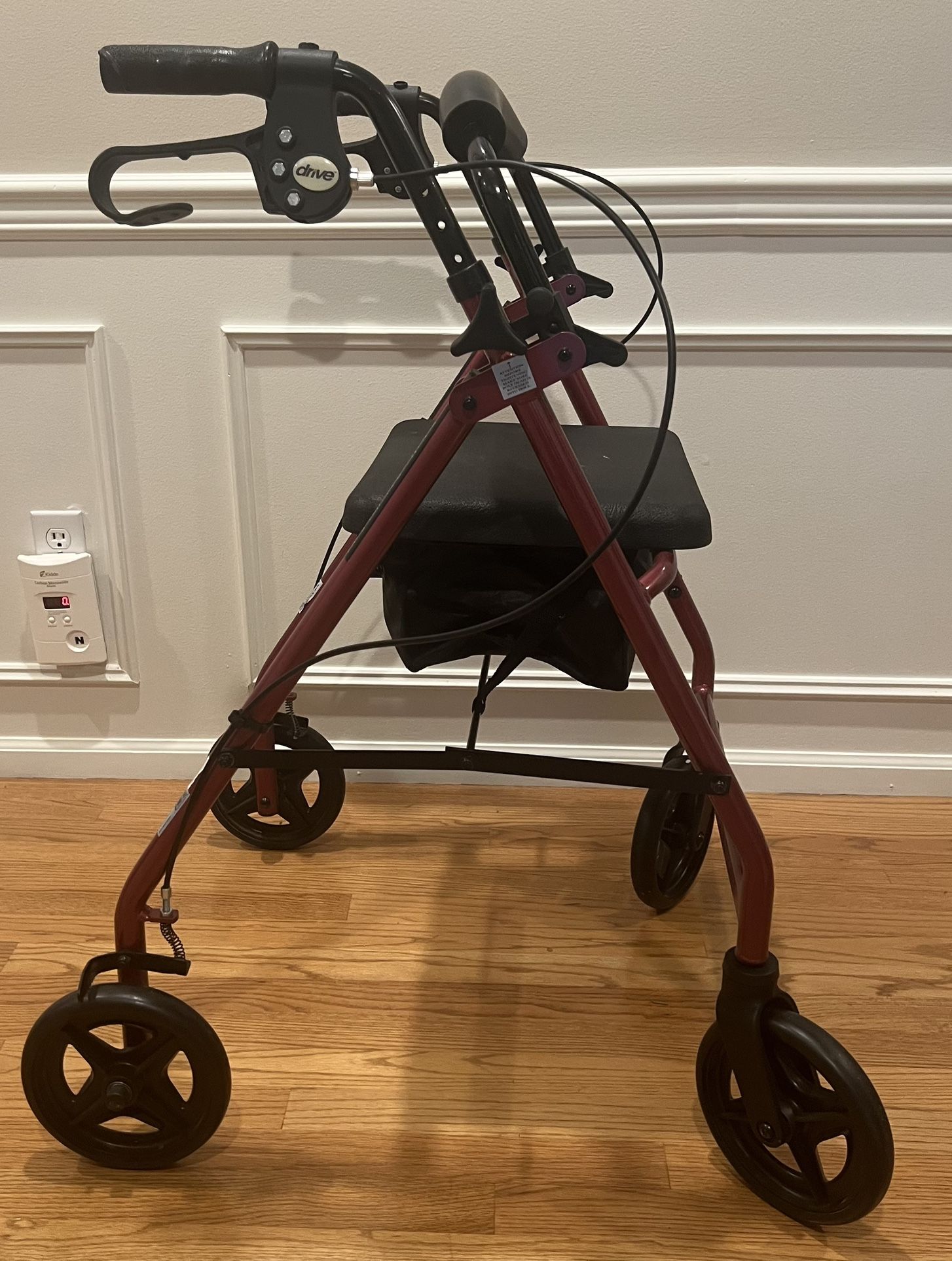 Drive Four Wheel Rollator Rolling Walker with Fold Up Removable Back Support, Red