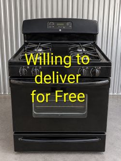 Black GE 30" Gas Stove – 4 Burners – Fully Working