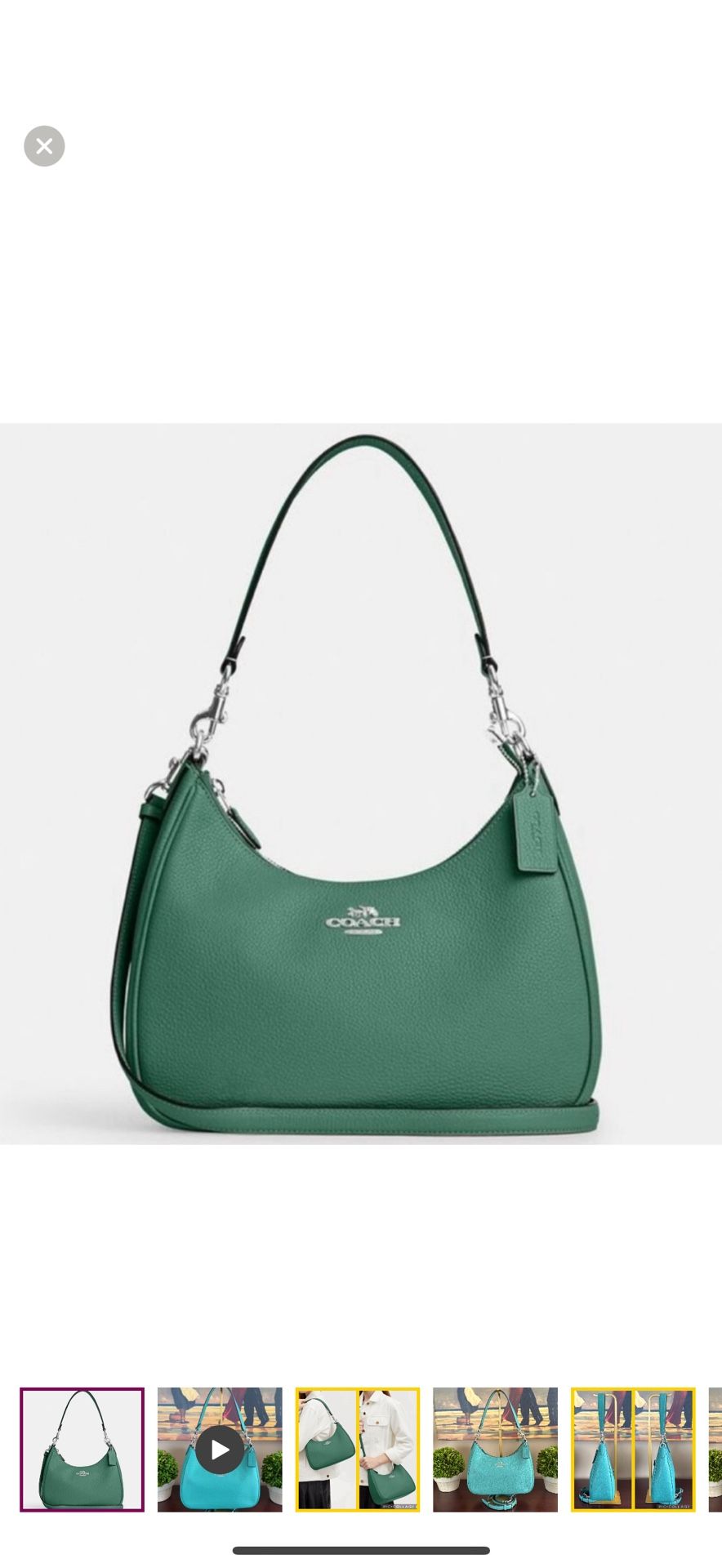 COACH CJ517 💚BRIGHT GREEN💚 PEBBLE LEATHER TERI HOBO BAG 🌟LIKE NEW🌟