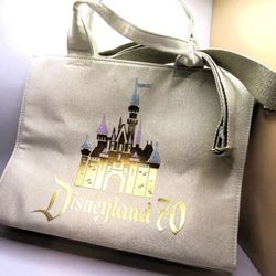 Disney Sleeping Beauty Castle Woven Tote Disneyland 70th Anniversary NEW