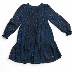 Navy Blue Star Print Tiered Dress (10 yrs)