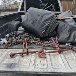 3 large Transportation Tarps black with chains