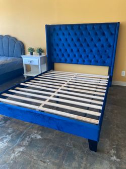 Queen bed frame velvet