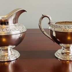 Sterling Silver Creamer & Sugar Bowl