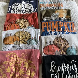 Shirt Sleeve Fall Tees Women Med-Large