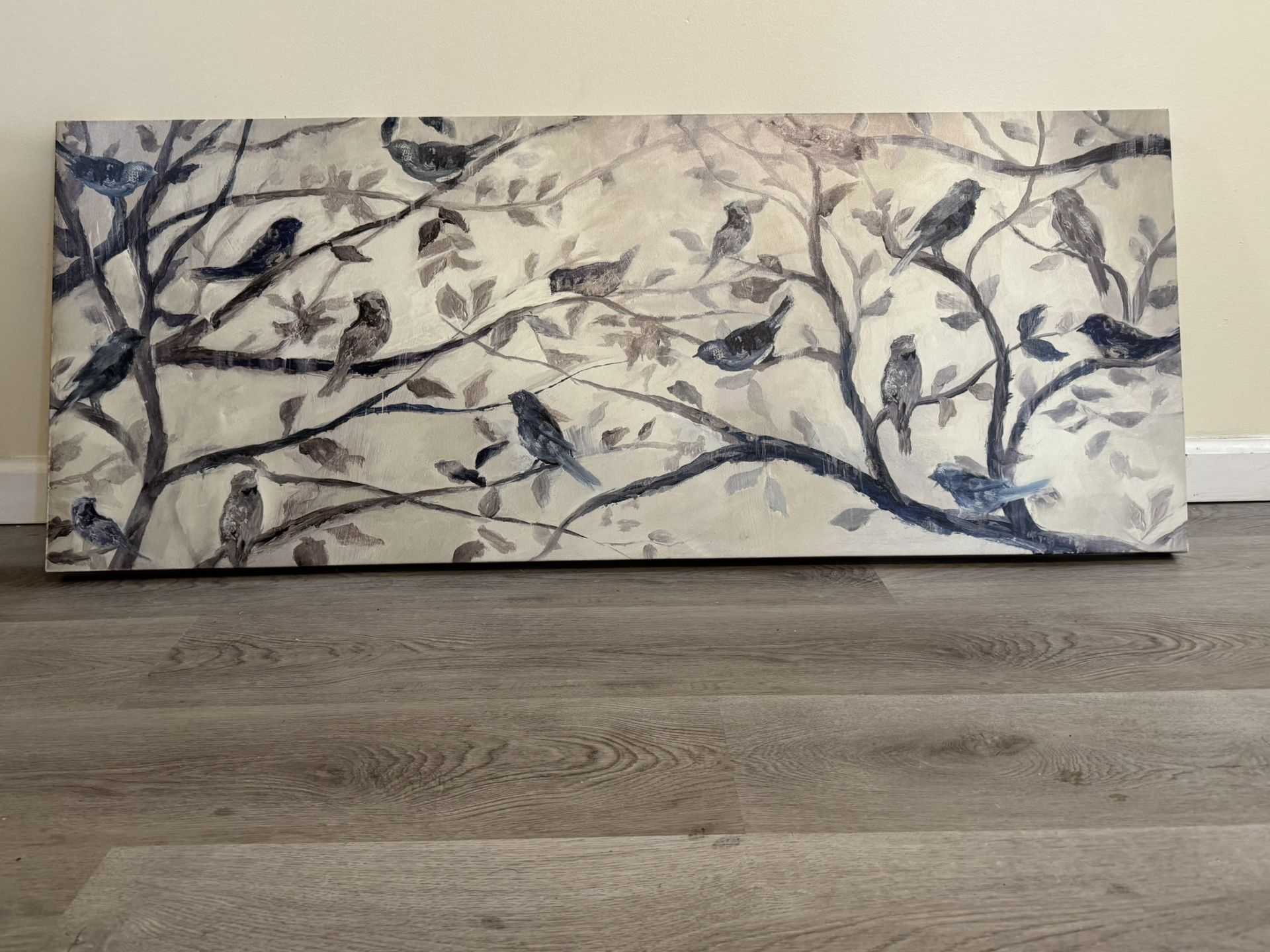 Bird Painting, Wall Art 48x21