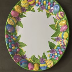 Easter platter, basket and misc decorations