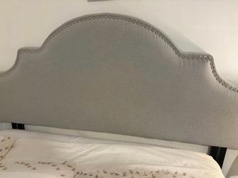 Two Full-Size Gray Upholstered Headboards – $75 Each