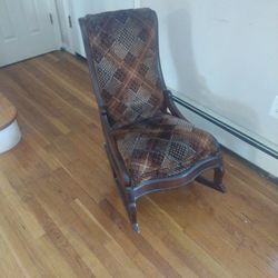 Vintage Upholstered Antique Rocking Chair