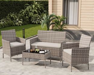 FREE DELIVERY-NEW in Box 40”/21” Wicker Outdoor Set NEW Grey