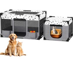 Portable pet Playpen, Indoor/Outdoor, Collapsible Enclosed Tent