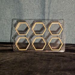 Modern Hexagon Gold Napkin Rings (Set of 6) - New