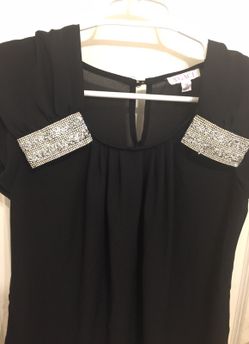 Black shirt with rhinestone sleeves