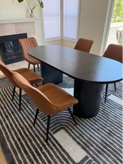 Modern Black Oval Dining Table