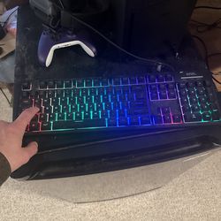 Xbox series x, Samsung 30” curved pc monitor and light LED keyboard