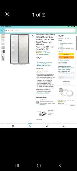 RecPro RV Retractable Rolling Shower Door | RV Shower Door | Woven Mesh with Vinyl