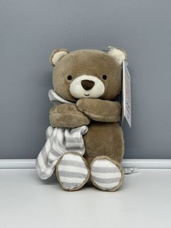 NWT 2016 Just One You Carters Teddy Bear Holding Security Blanket Rattle Plush